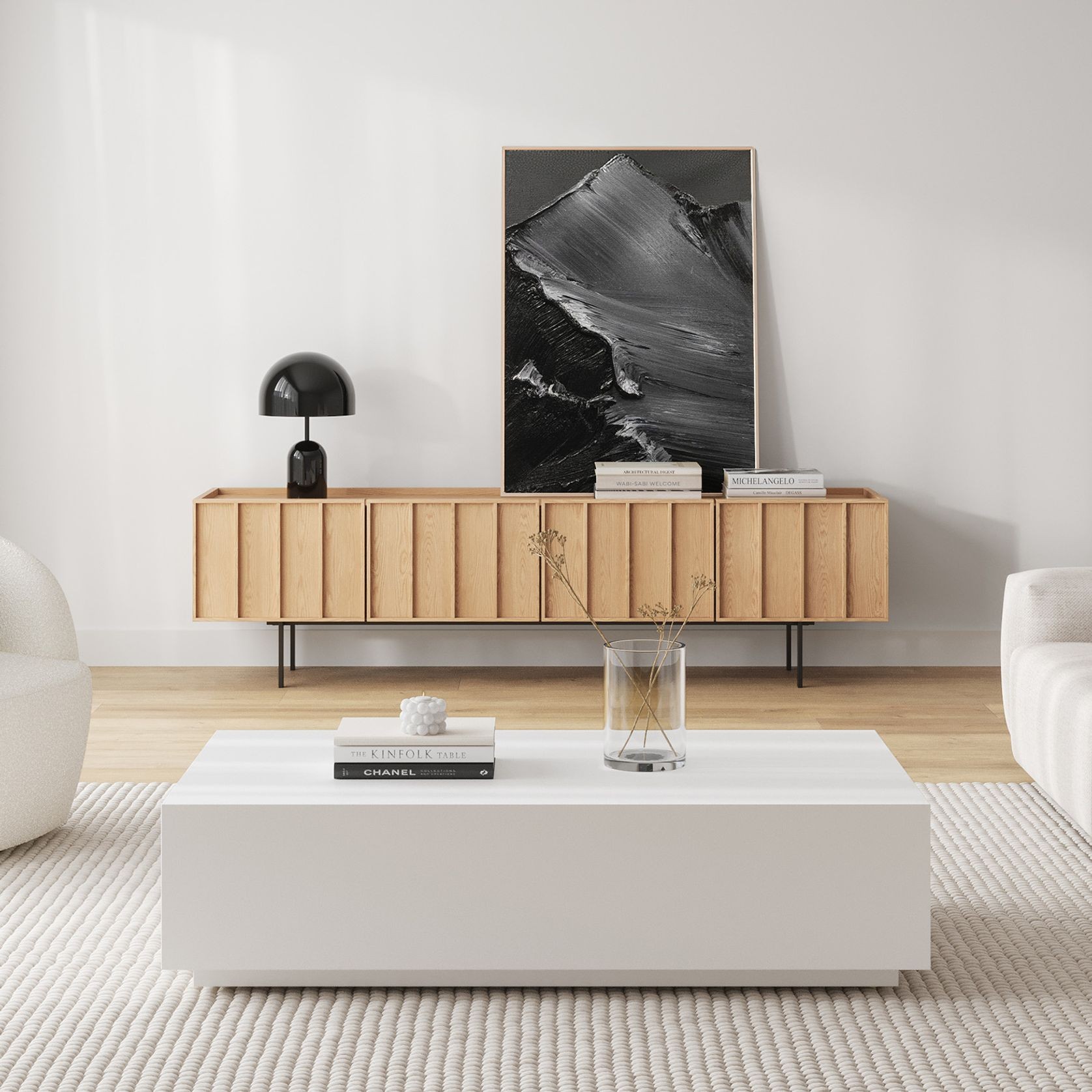 Linea 200cm TV Entertainment Unit | Natural Oak gallery detail image