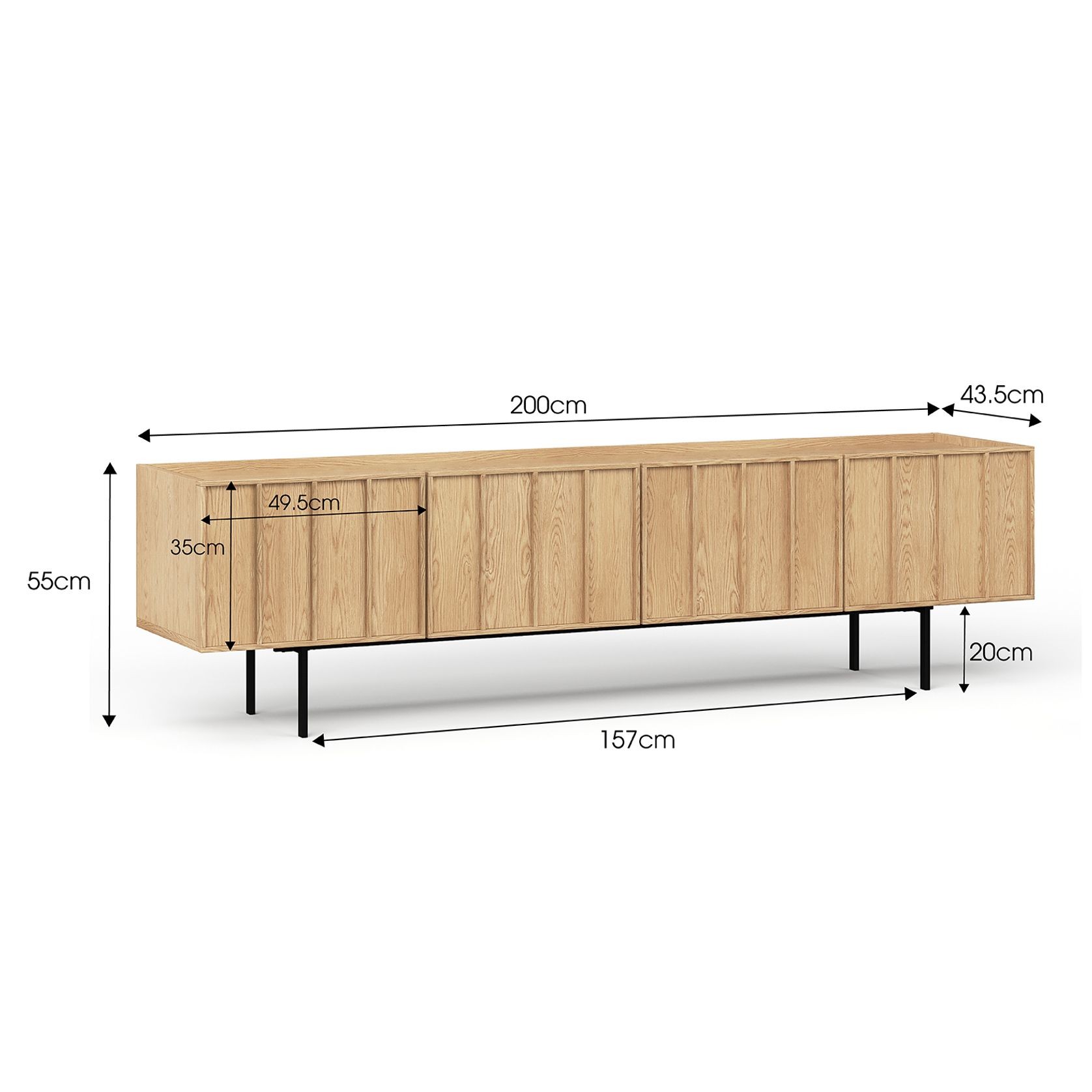 Linea 200cm TV Entertainment Unit | Natural Oak gallery detail image