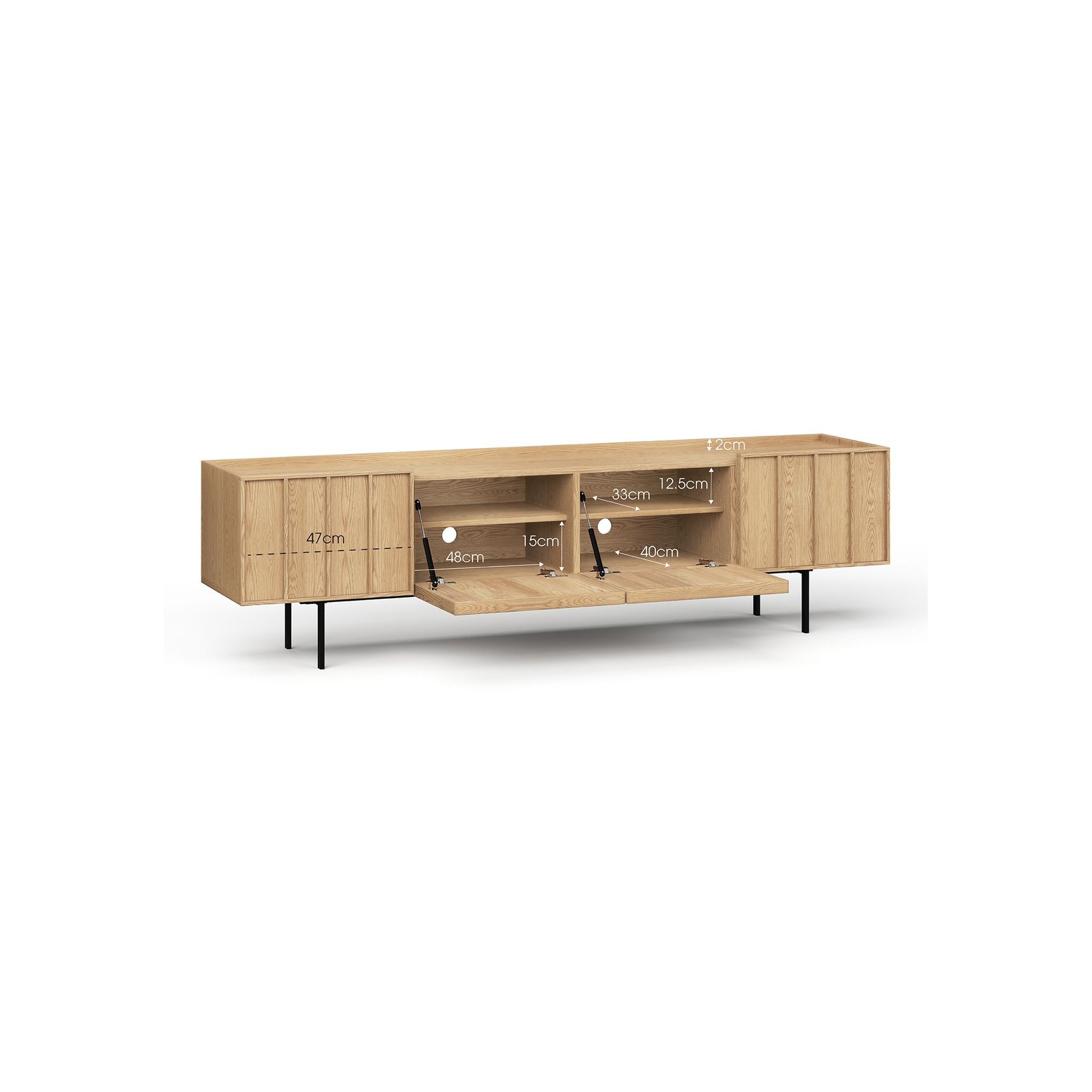 Linea 200cm TV Entertainment Unit | Natural Oak gallery detail image