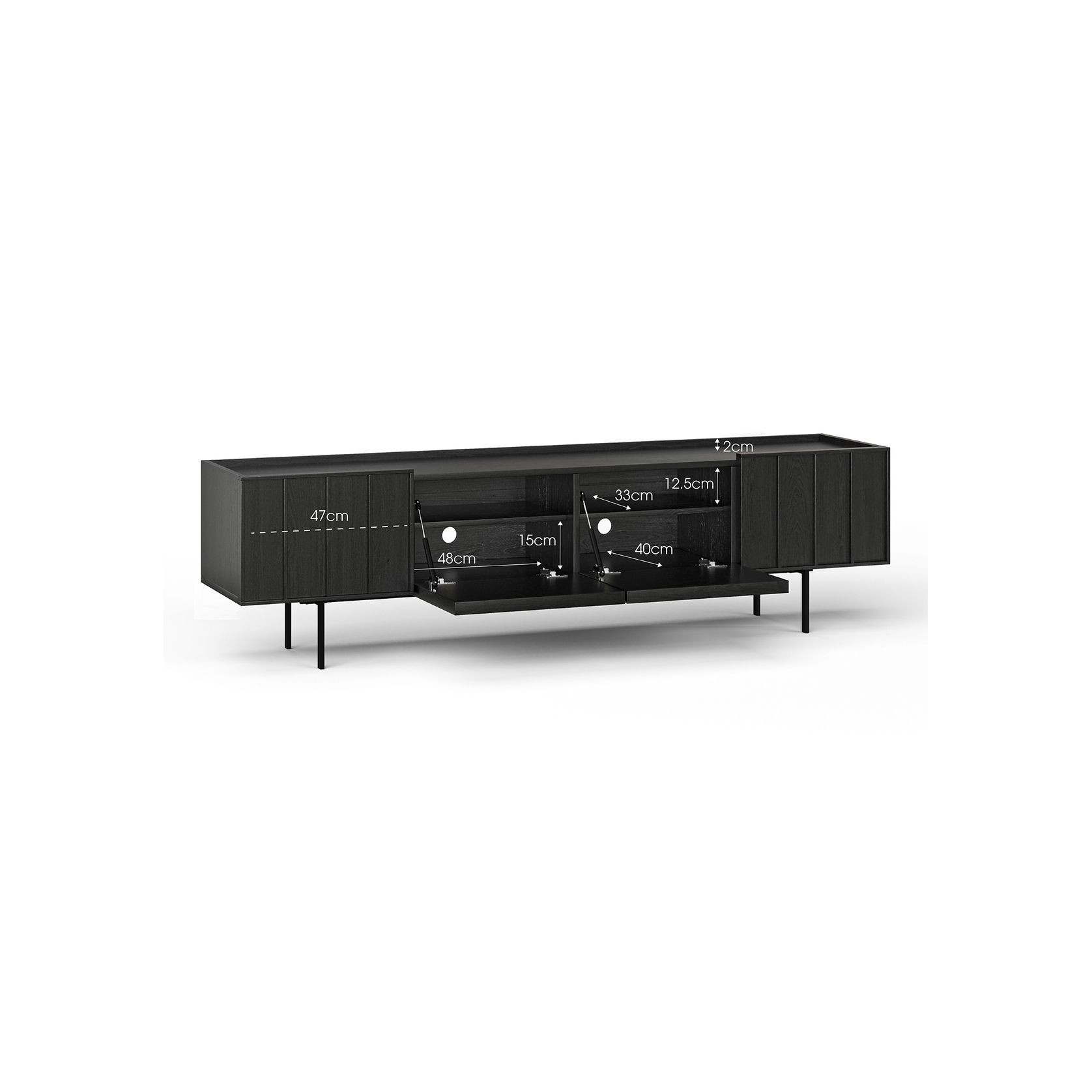 Linea 200cm TV Entertainment Unit | Black Oak gallery detail image