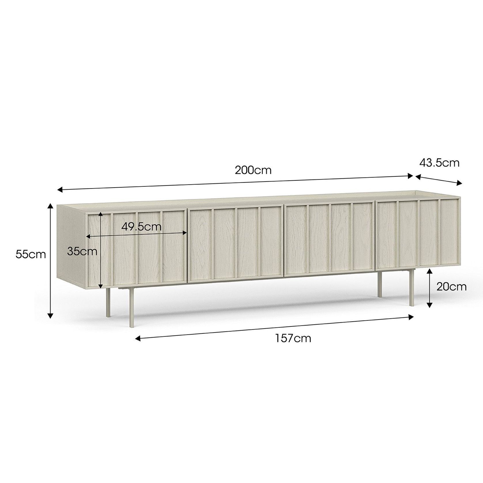 Linea 200cm TV Entertainment Unit | Putty gallery detail image
