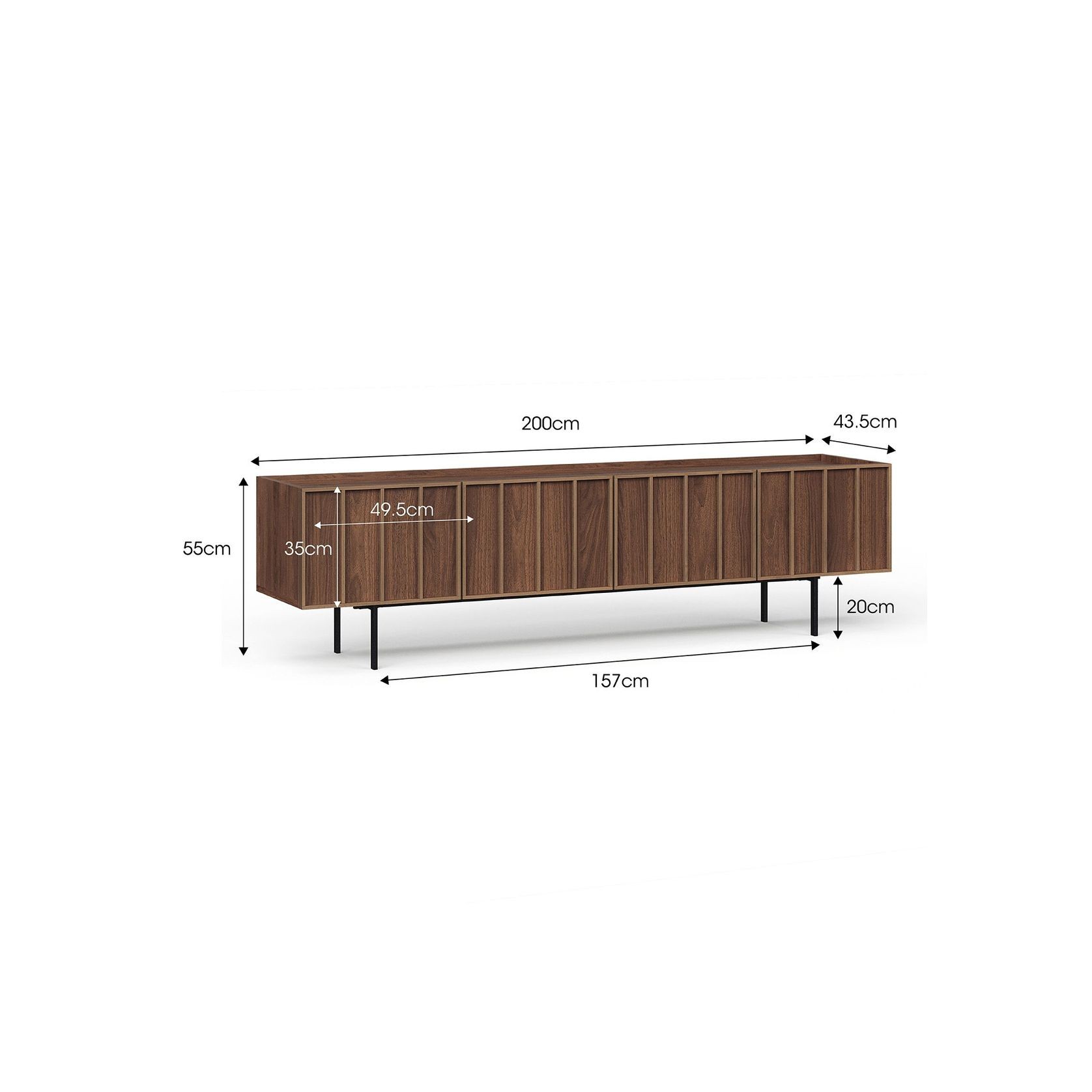 Linea 200cm TV Entertainment Unit | Light Walnut gallery detail image