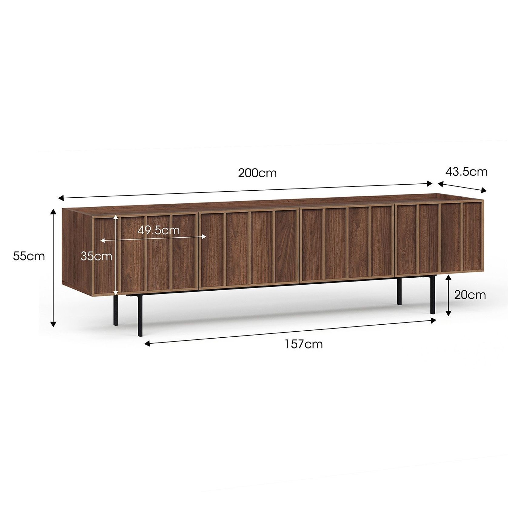 Linea 200cm TV Entertainment Unit | Light Walnut gallery detail image