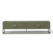 Braxton Ripple Slatted TV Entertainment Unit | 180cm | Olive Green gallery detail image