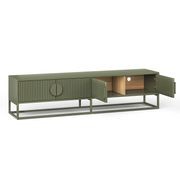 Braxton Ripple Slatted TV Entertainment Unit | 180cm | Olive Green gallery detail image