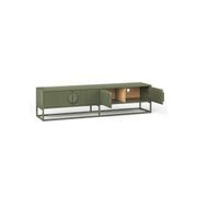 Braxton Ripple Slatted TV Entertainment Unit | 180cm | Olive Green gallery detail image