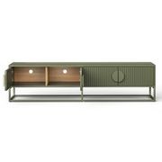 Braxton Ripple Slatted TV Entertainment Unit | 180cm | Olive Green gallery detail image