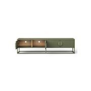 Braxton Ripple Slatted TV Entertainment Unit | 180cm | Olive Green gallery detail image
