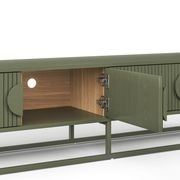 Braxton Ripple Slatted TV Entertainment Unit | 180cm | Olive Green gallery detail image