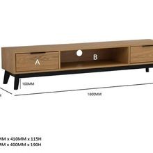 MALTON Entertainment TV Unit 180cm - Natural & Black gallery detail image