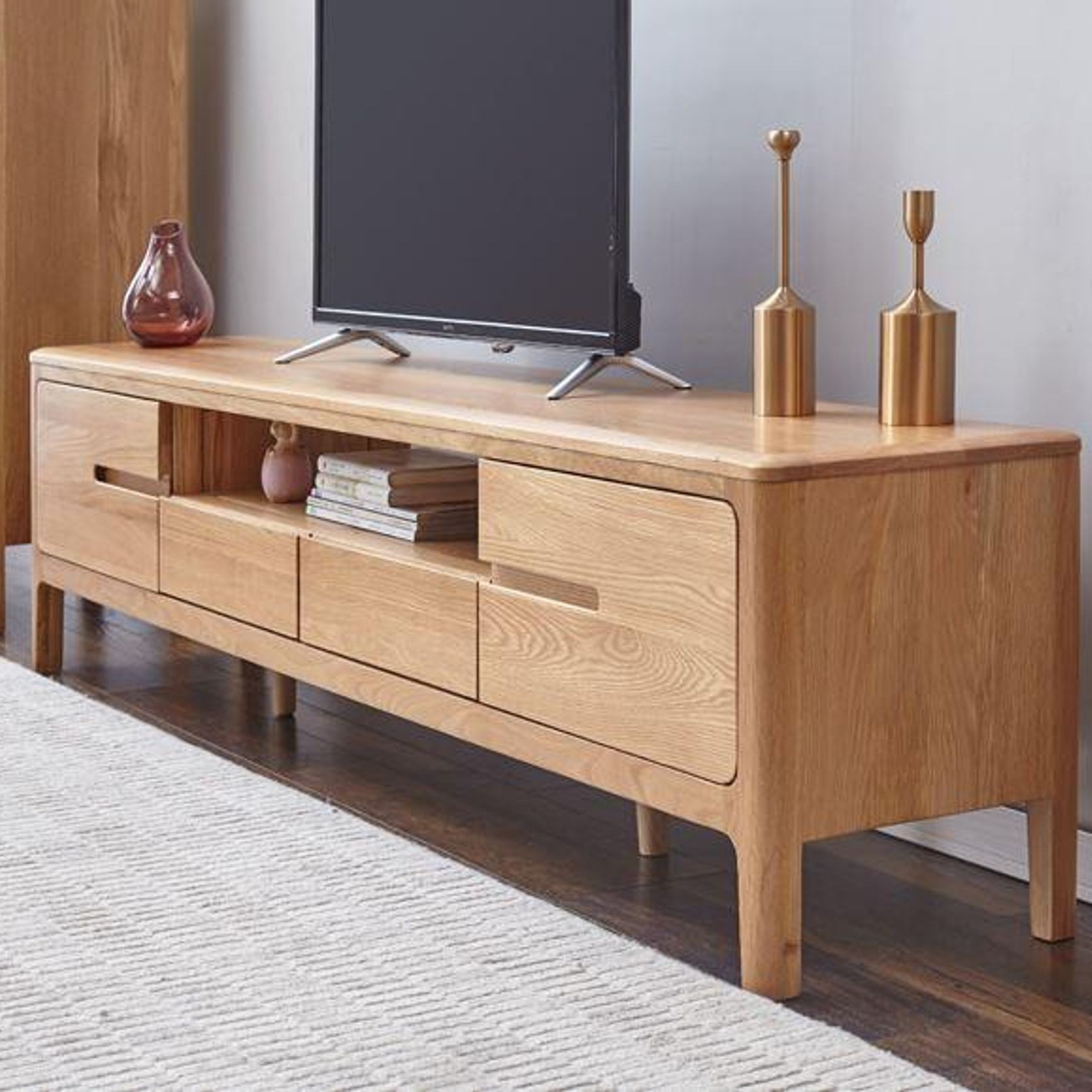 Seattle Natural Solid Oak Entertainment Unit gallery detail image