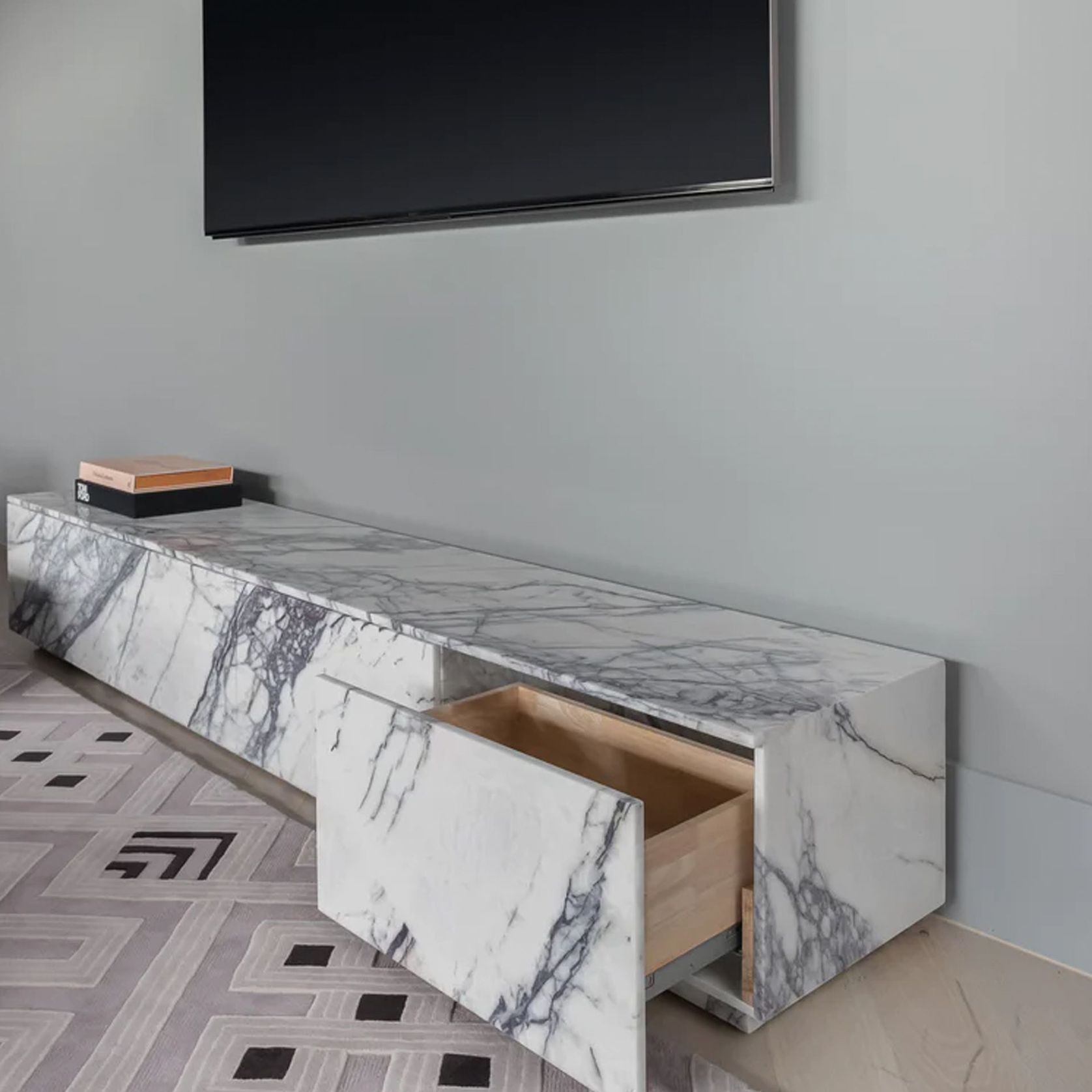 Zen Rectangle Stone TV Entertainment Unit gallery detail image