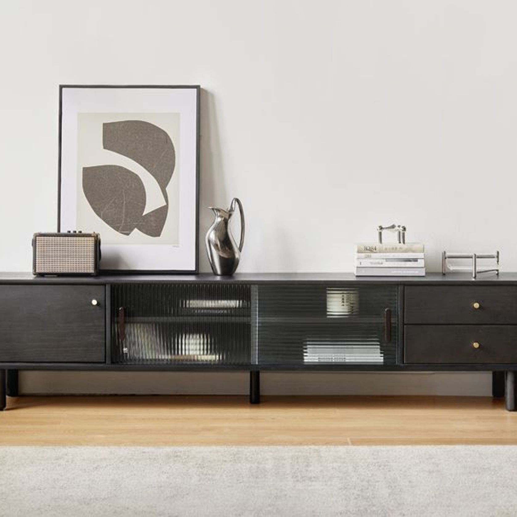 Charcoal Solid Oak Entertainment Unit ArchiPro NZ