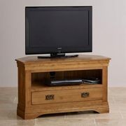 French Rustic Solid Oak Corner TV Cabinet gallery detail image