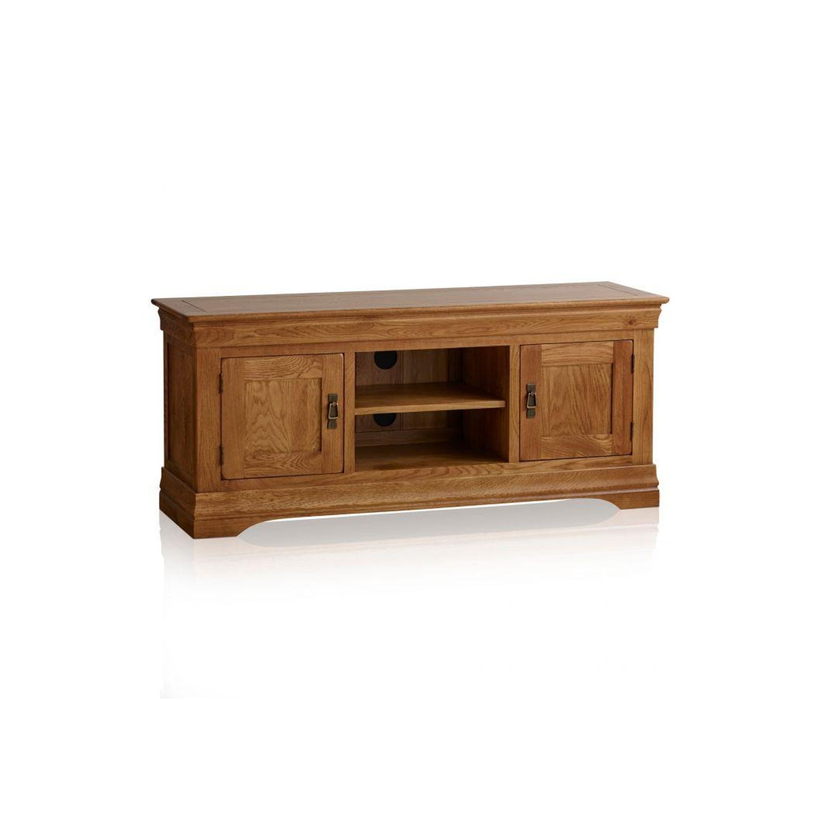 French Rustic Solid Oak Widescreen TV Cabinet gallery detail image