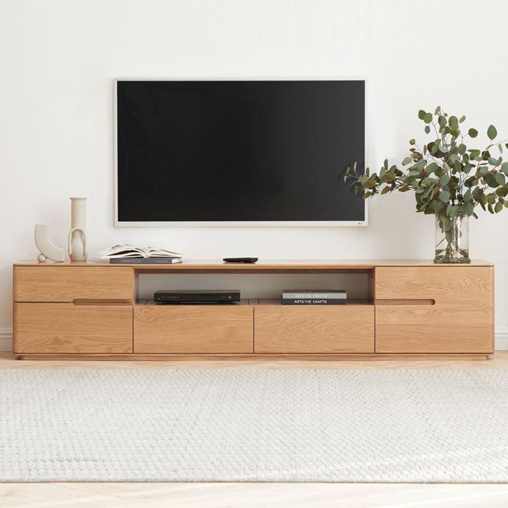 Manchester Natural Solid Oak large TV Unit gallery detail image