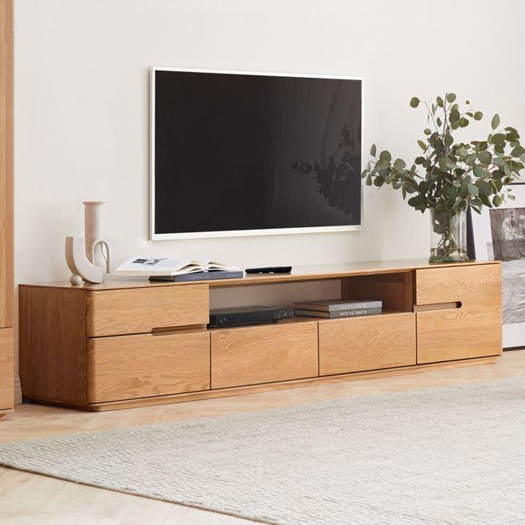 Manchester Natural Solid Oak large TV Unit gallery detail image