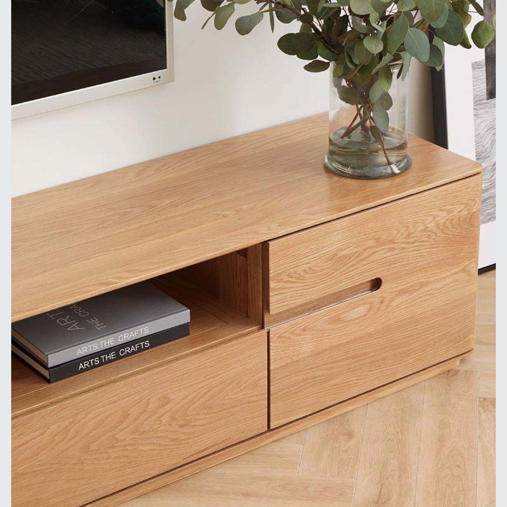 Manchester Natural Solid Oak large TV Unit gallery detail image