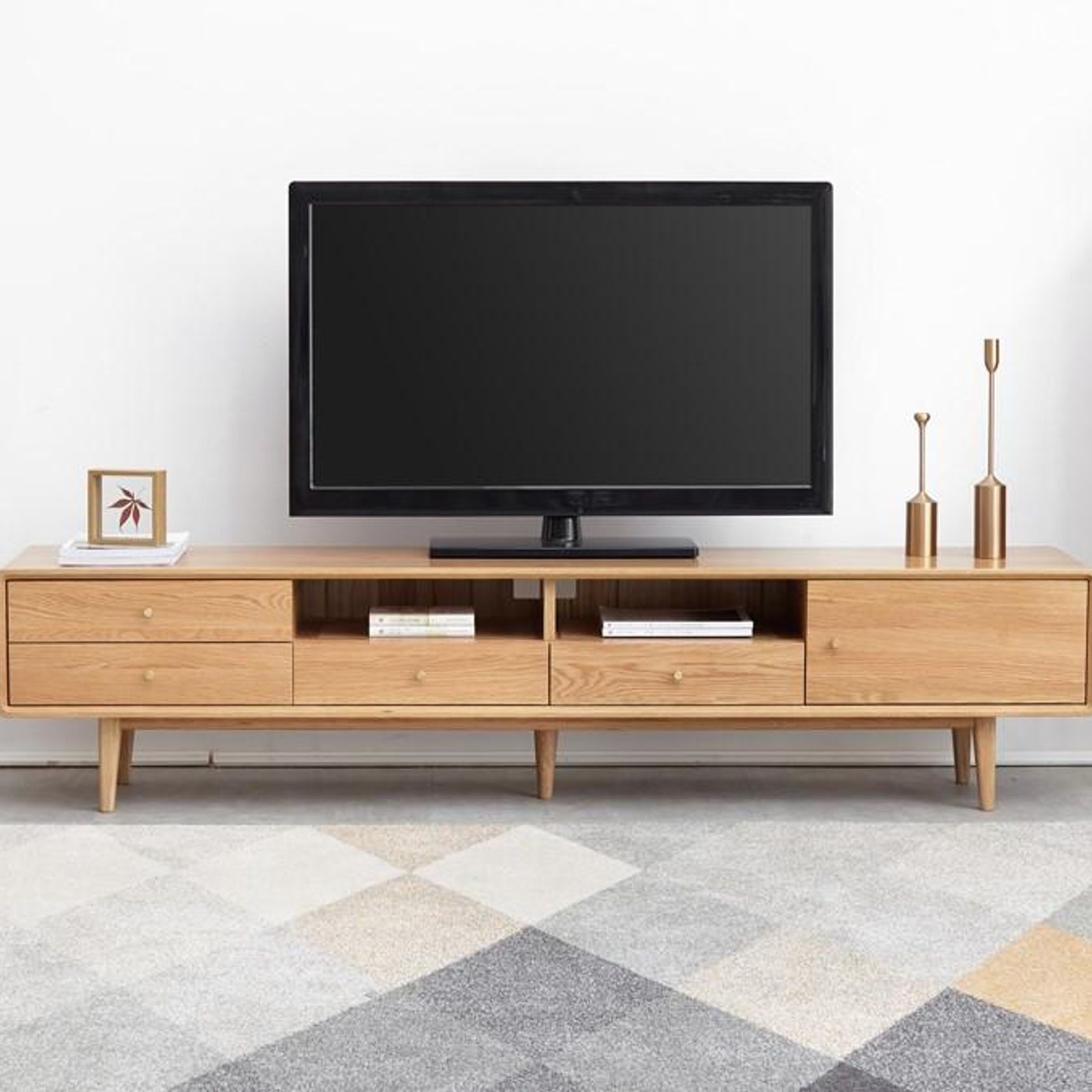 Oslo Natural Solid Oak Large Entertainment Unit gallery detail image