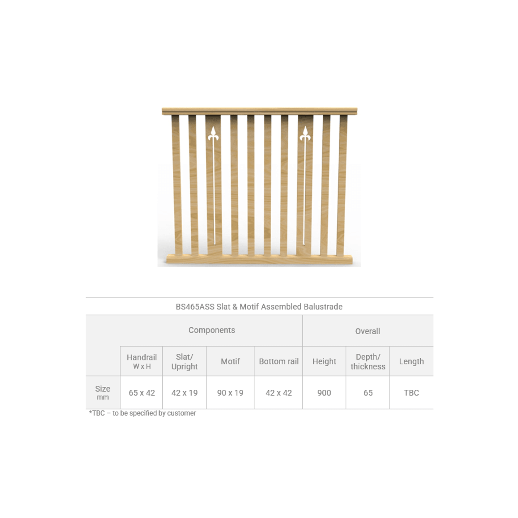 BS465ASS Slat & Motif Assembled Level Balustrade gallery detail image