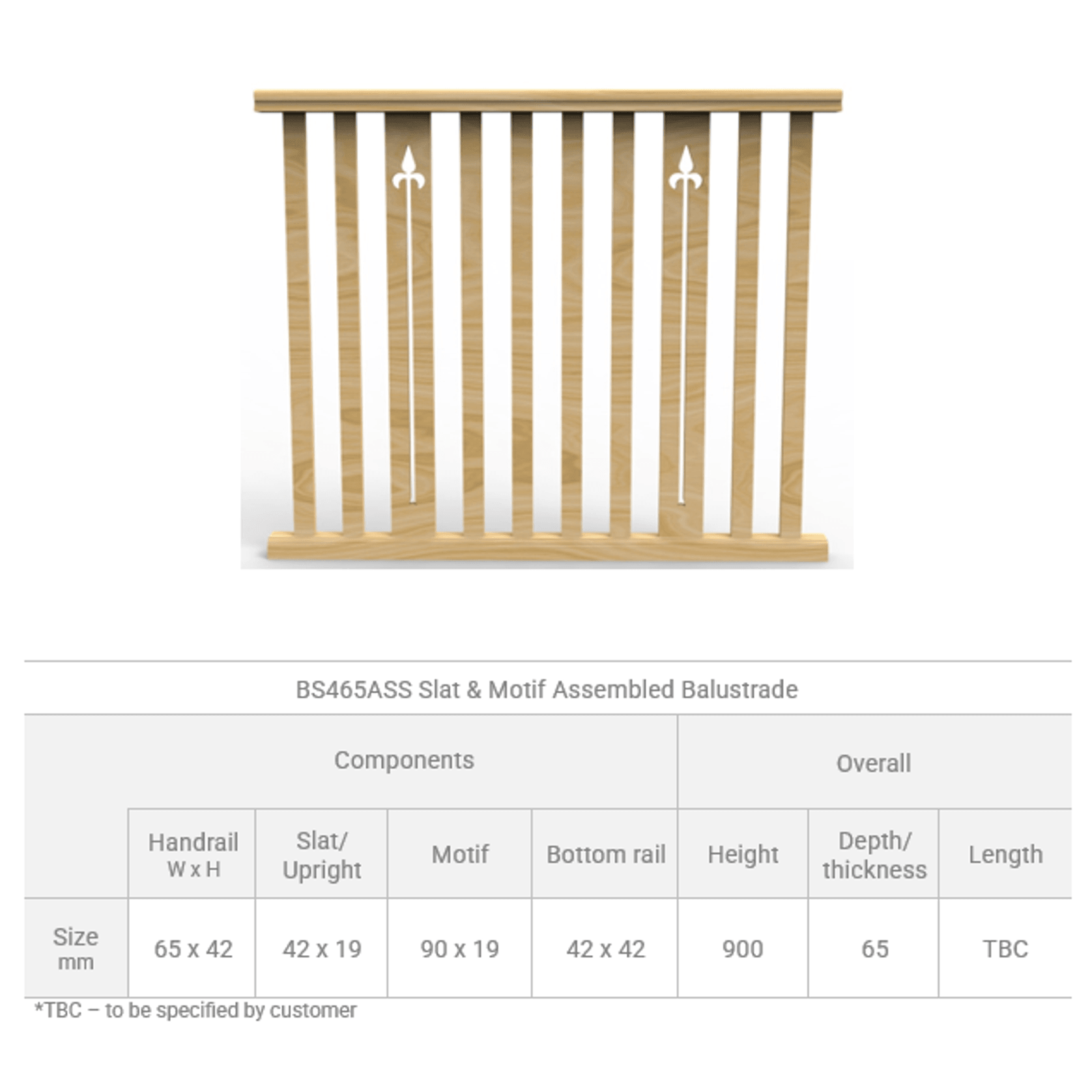 BS465ASS Slat & Motif Assembled Level Balustrade gallery detail image