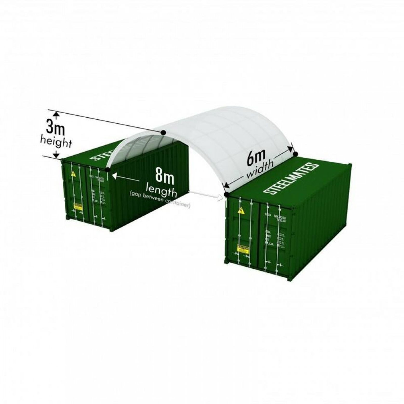 20FT Steel Structure Container Dome Shelter - 8m Length gallery detail image