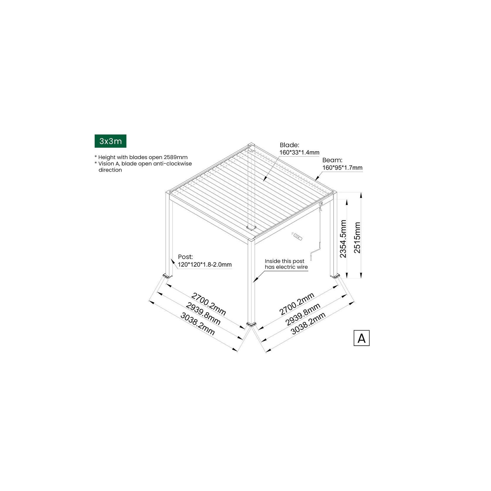 Caspian Manual Freestanding Louvre Roof gallery detail image