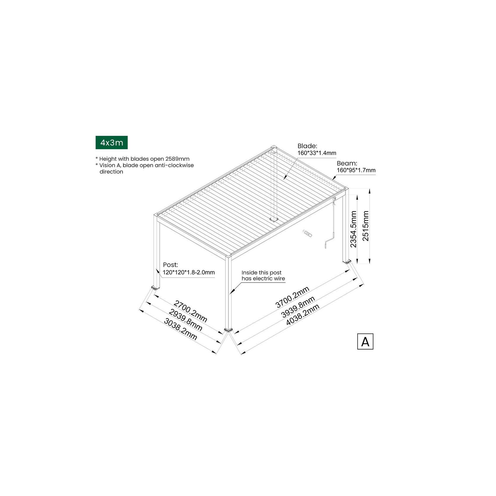 Caspian Manual Freestanding Louvre Roof gallery detail image