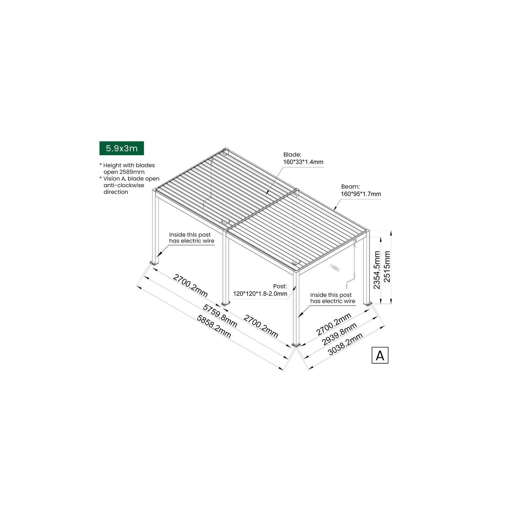 Caspian Manual Freestanding Louvre Roof gallery detail image