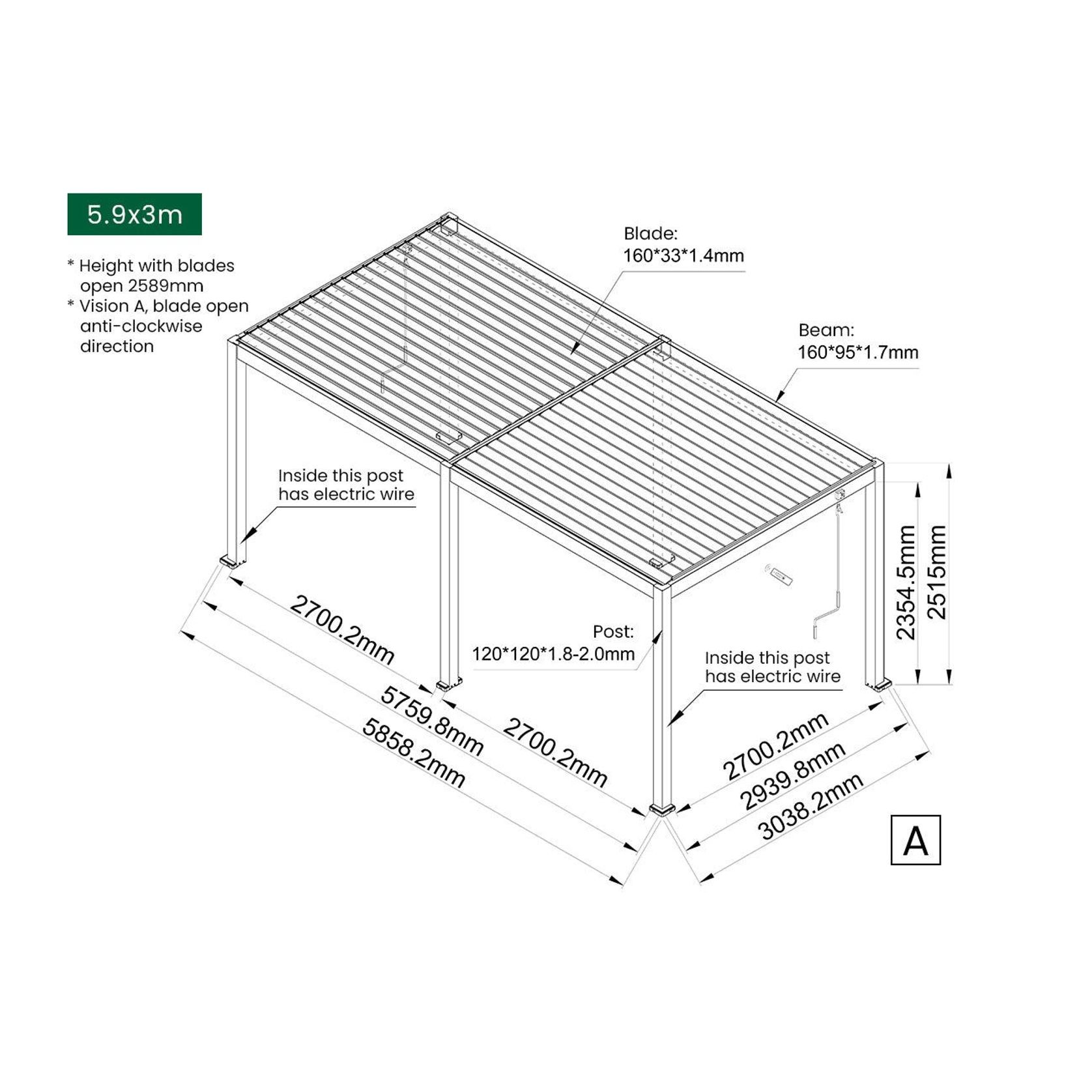 Caspian Manual Freestanding Louvre Roof gallery detail image