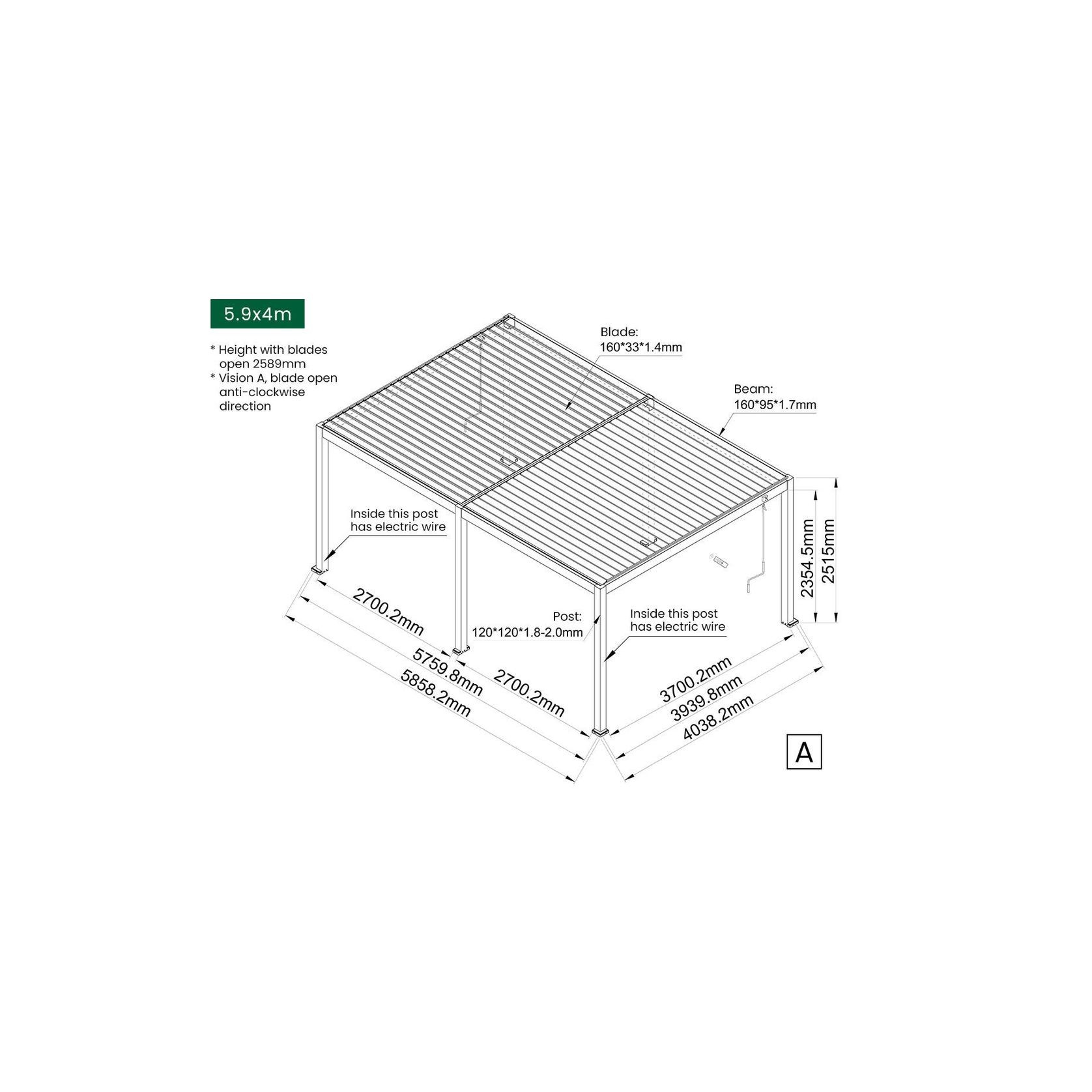 Caspian Manual Freestanding Louvre Roof gallery detail image