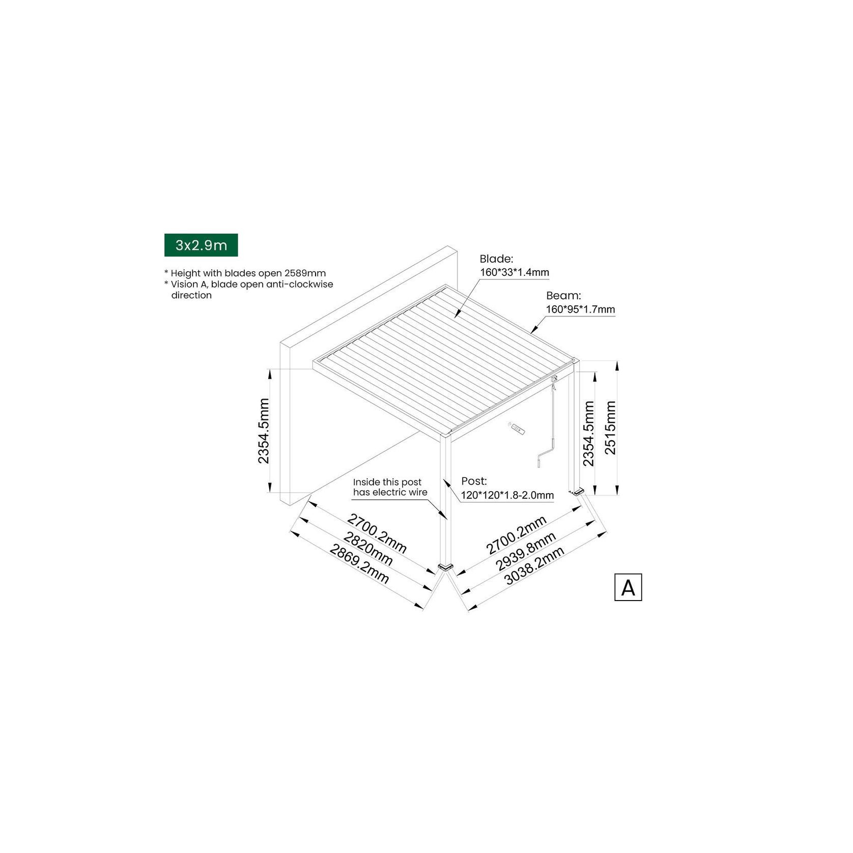 Caspian Manual Wall Mounted Louvre Roof gallery detail image