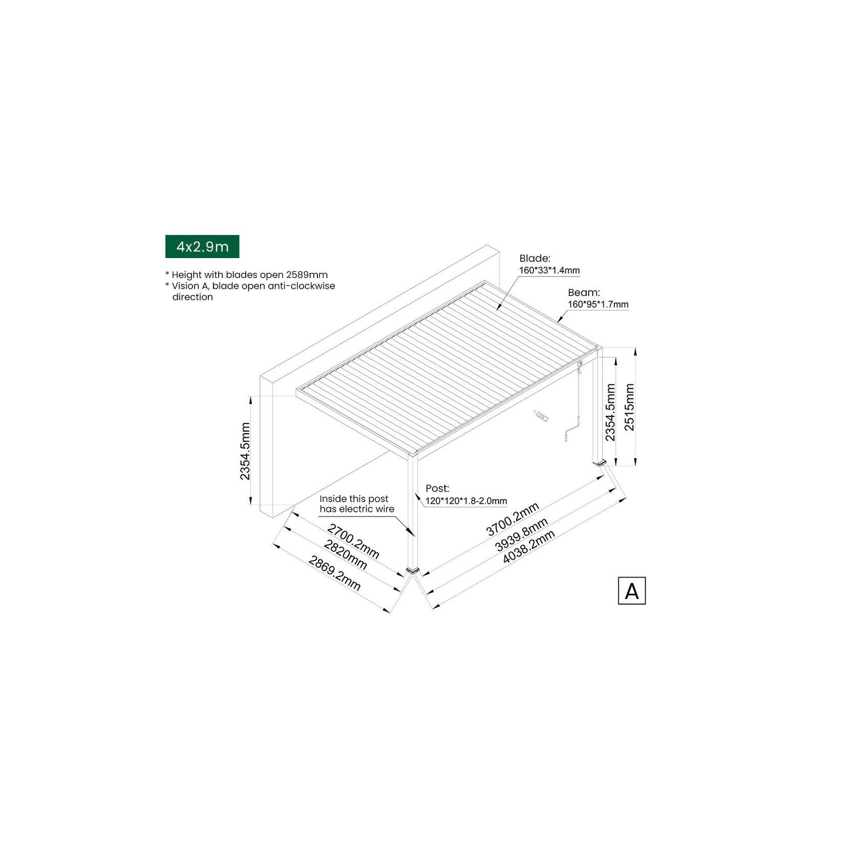 Caspian Manual Wall Mounted Louvre Roof gallery detail image