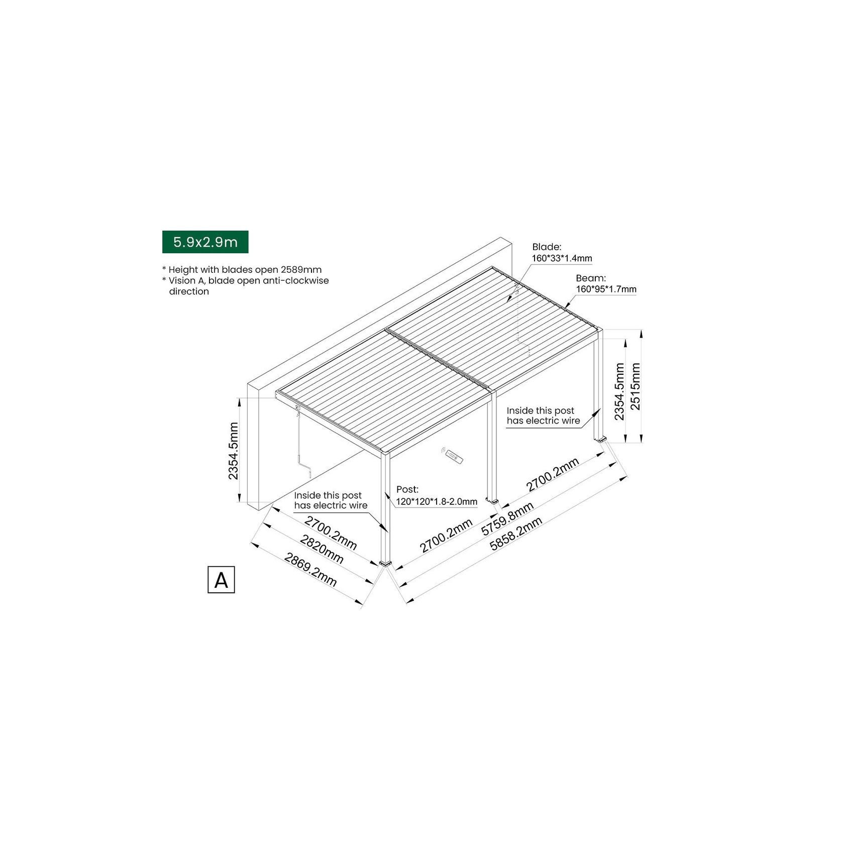 Caspian Manual Wall Mounted Louvre Roof gallery detail image
