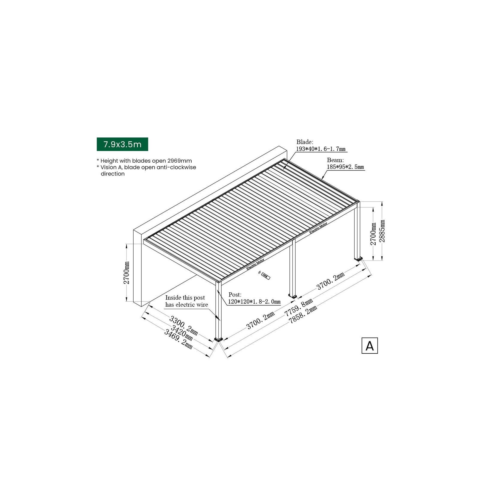 Caribbean Motorised Wall Mounted Louvre Roof Aluminium Pergola gallery detail image