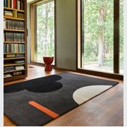 Orla Kiely Geo Flower Graphic Rug - Slate | 100% Wool Designer Floor Rug gallery detail image