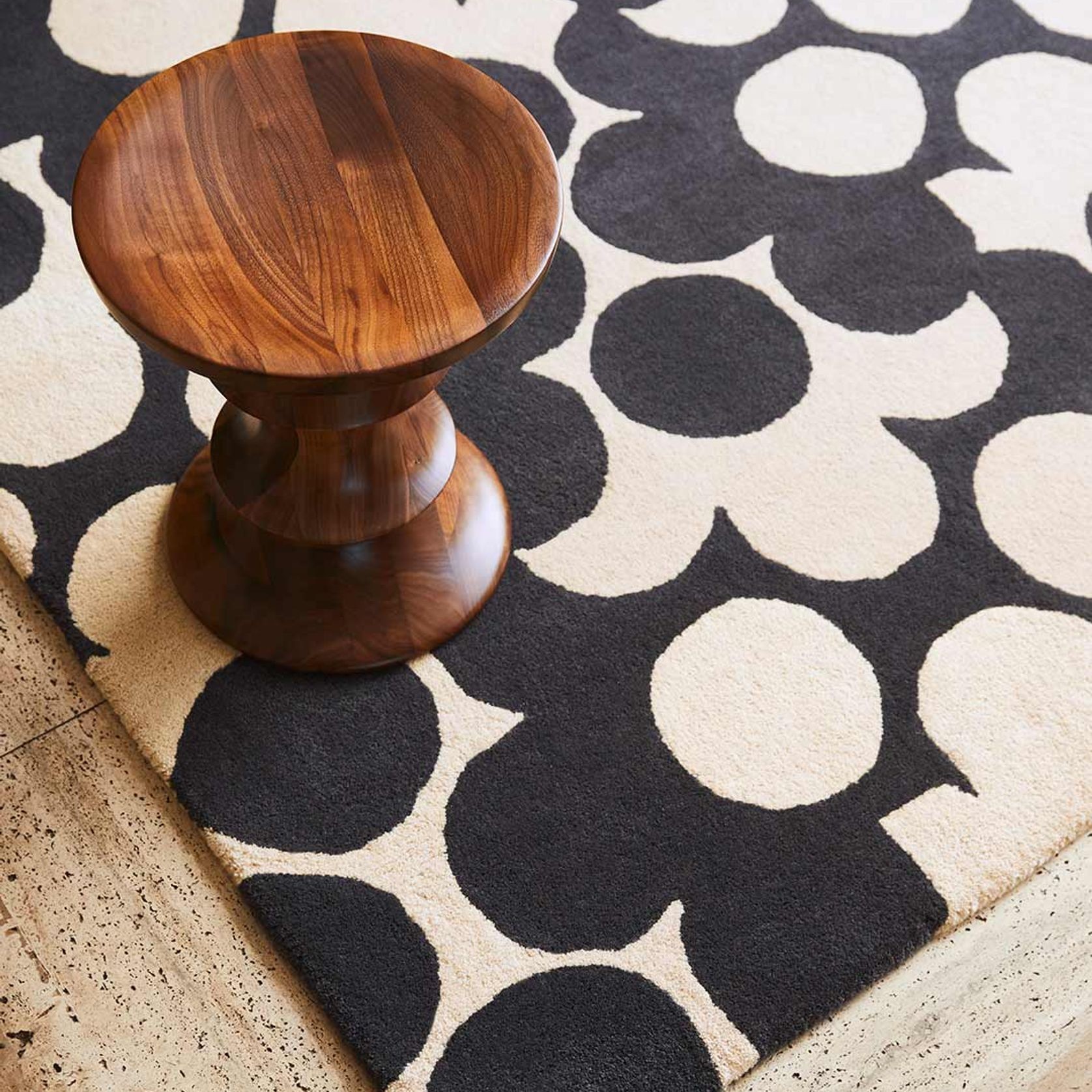 Puzzle Flower Rug - Slate | Orla Kiely Designer Floor Rug gallery detail image