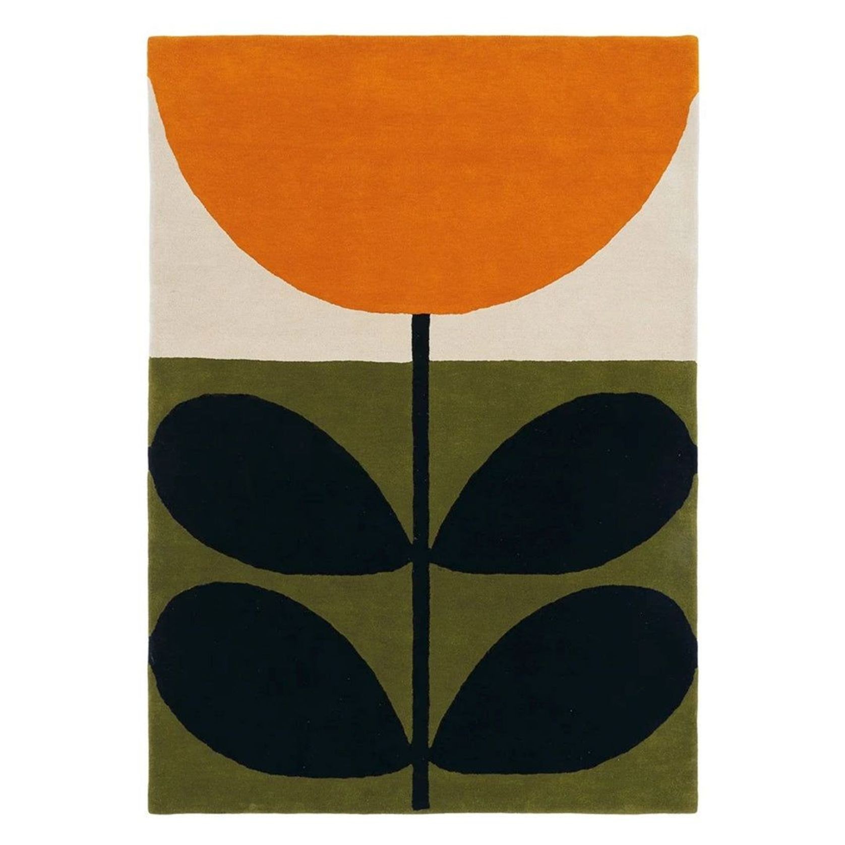 Orla Kiely Stem Rug - Black |  100% Wool Designer Floor Rug gallery detail image