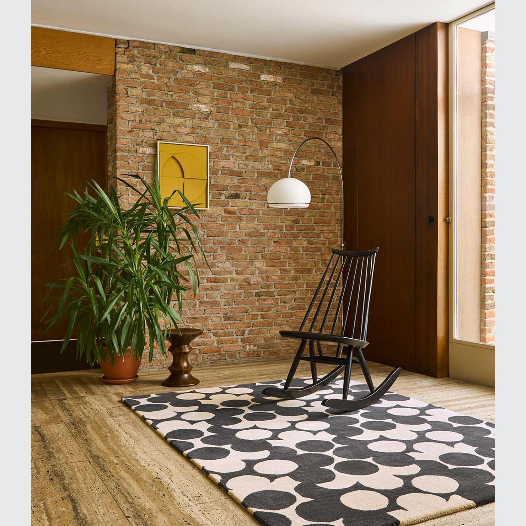 Puzzle Flower Rug - Slate | Orla Kiely Designer Floor Rug gallery detail image