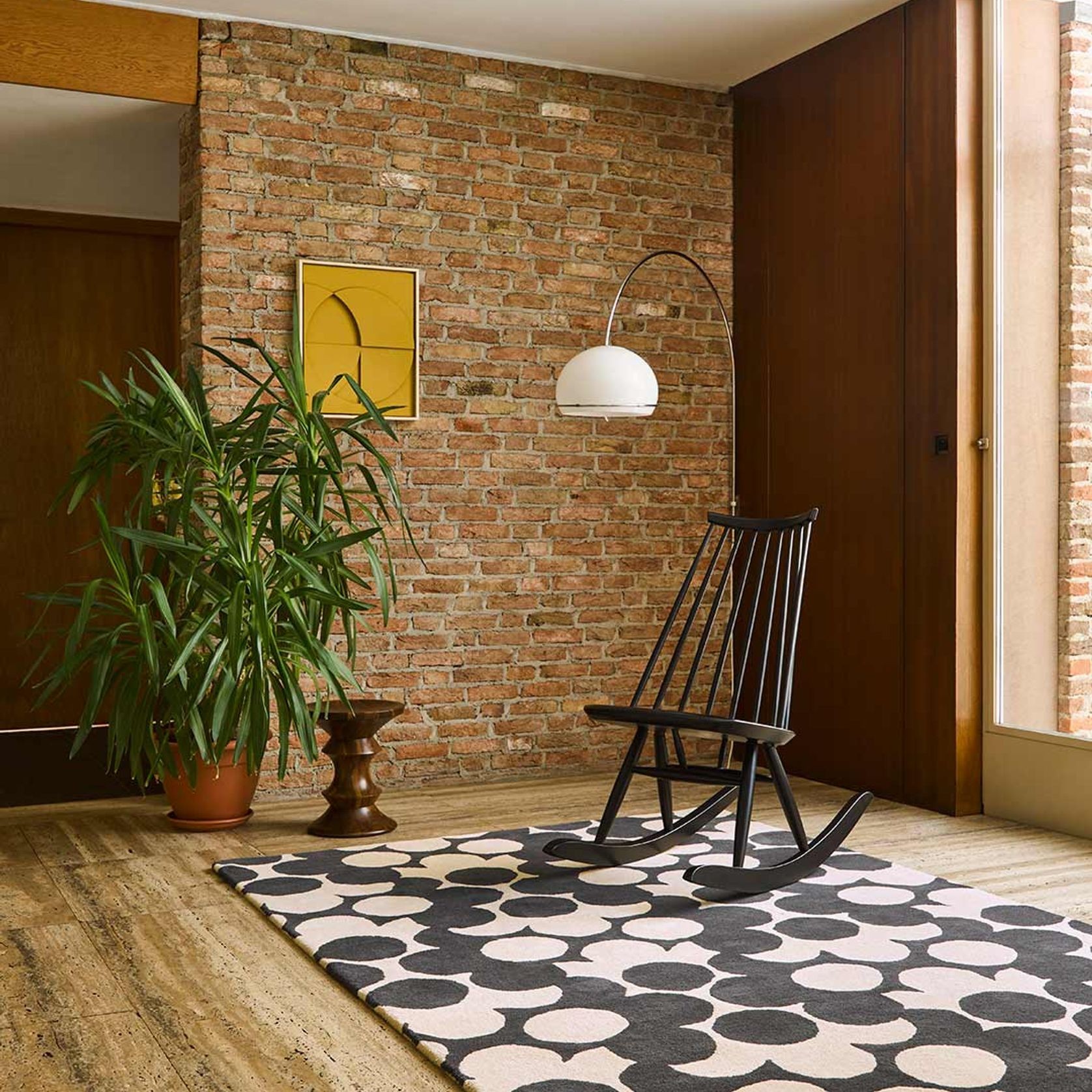 Puzzle Flower Rug - Slate | Orla Kiely Designer Floor Rug gallery detail image