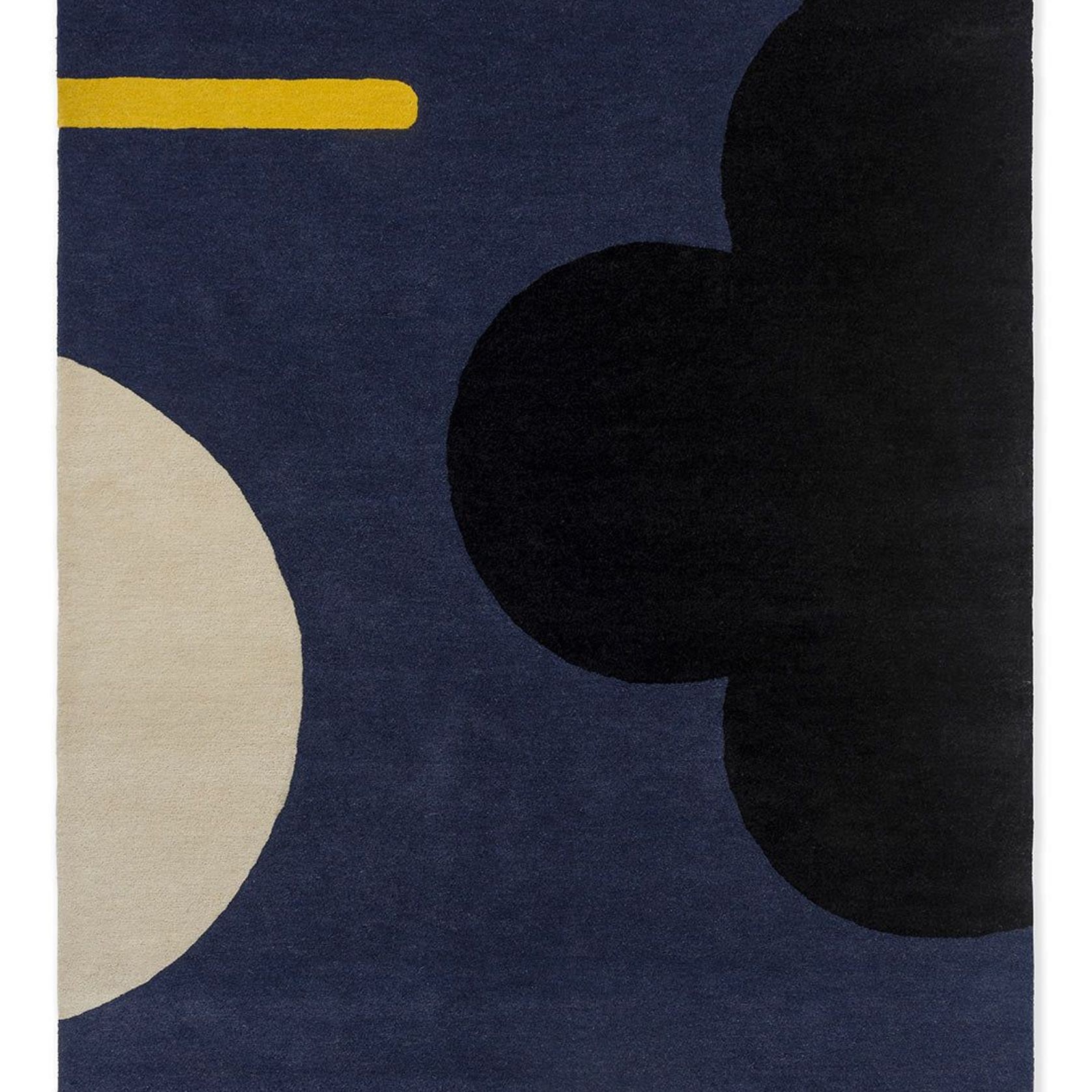 Orla Kiely Geo Flower Rug - Denim | 100% Wool Designer Floor Rug gallery detail image