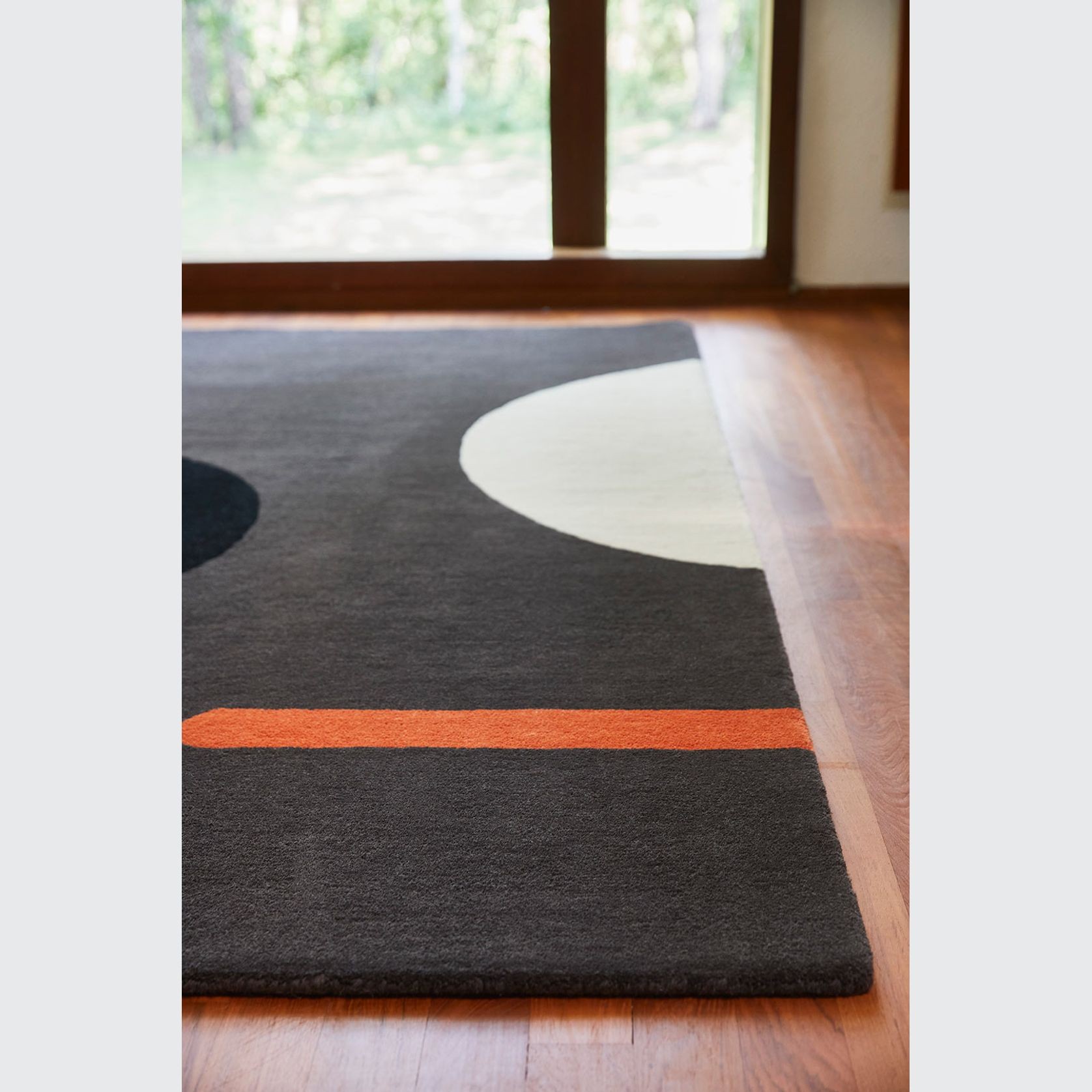 Orla Kiely Geo Flower Graphic Rug - Slate | 100% Wool Designer Floor Rug gallery detail image