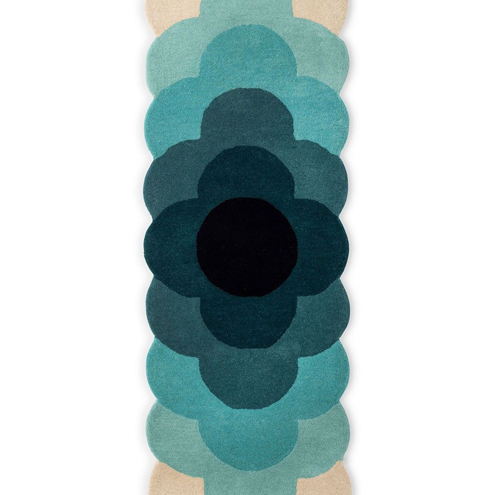 Orla Kiely Optical Flower Rug - Teal |  100% Wool Runner Floor Rug gallery detail image