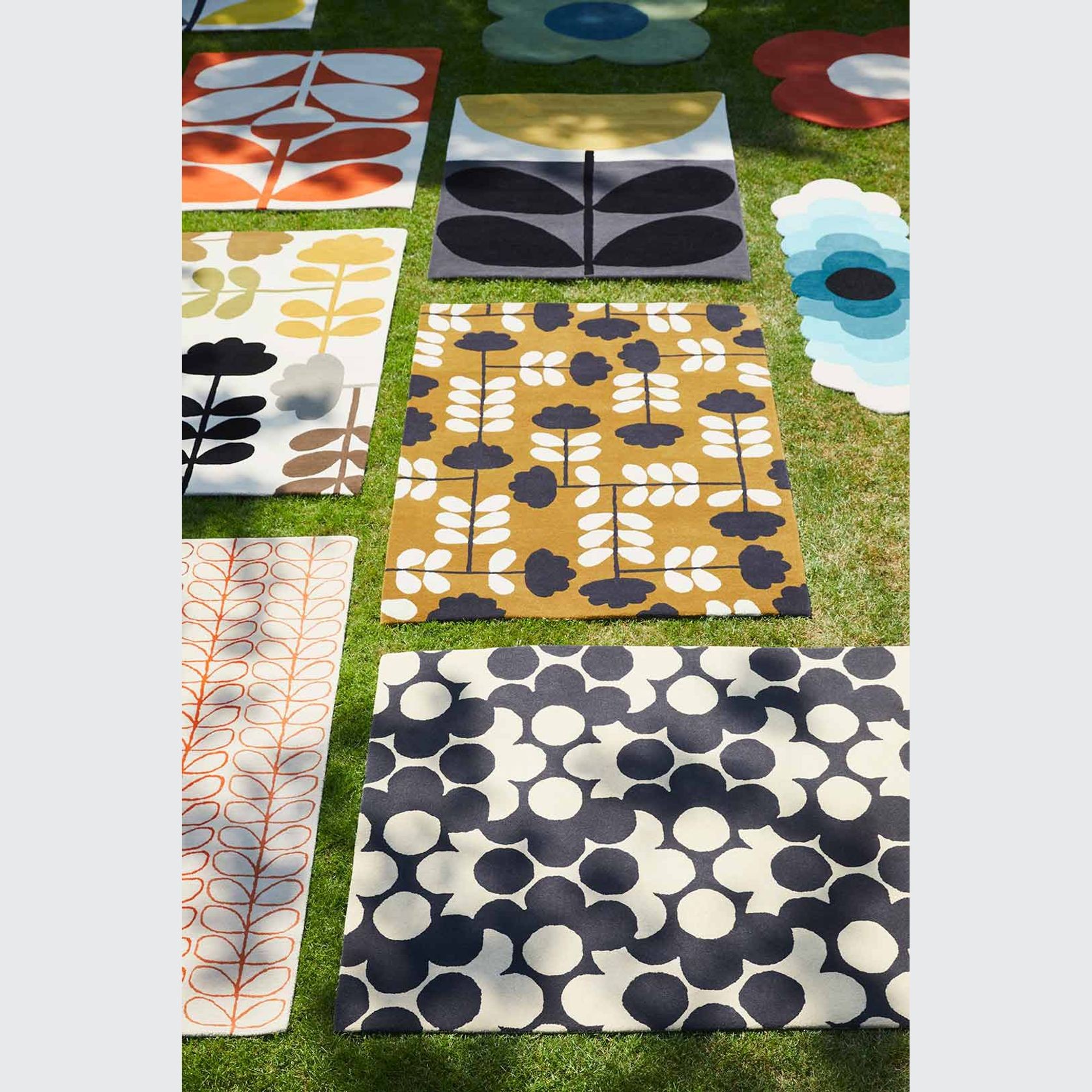 Puzzle Flower Rug - Slate | Orla Kiely Designer Floor Rug gallery detail image