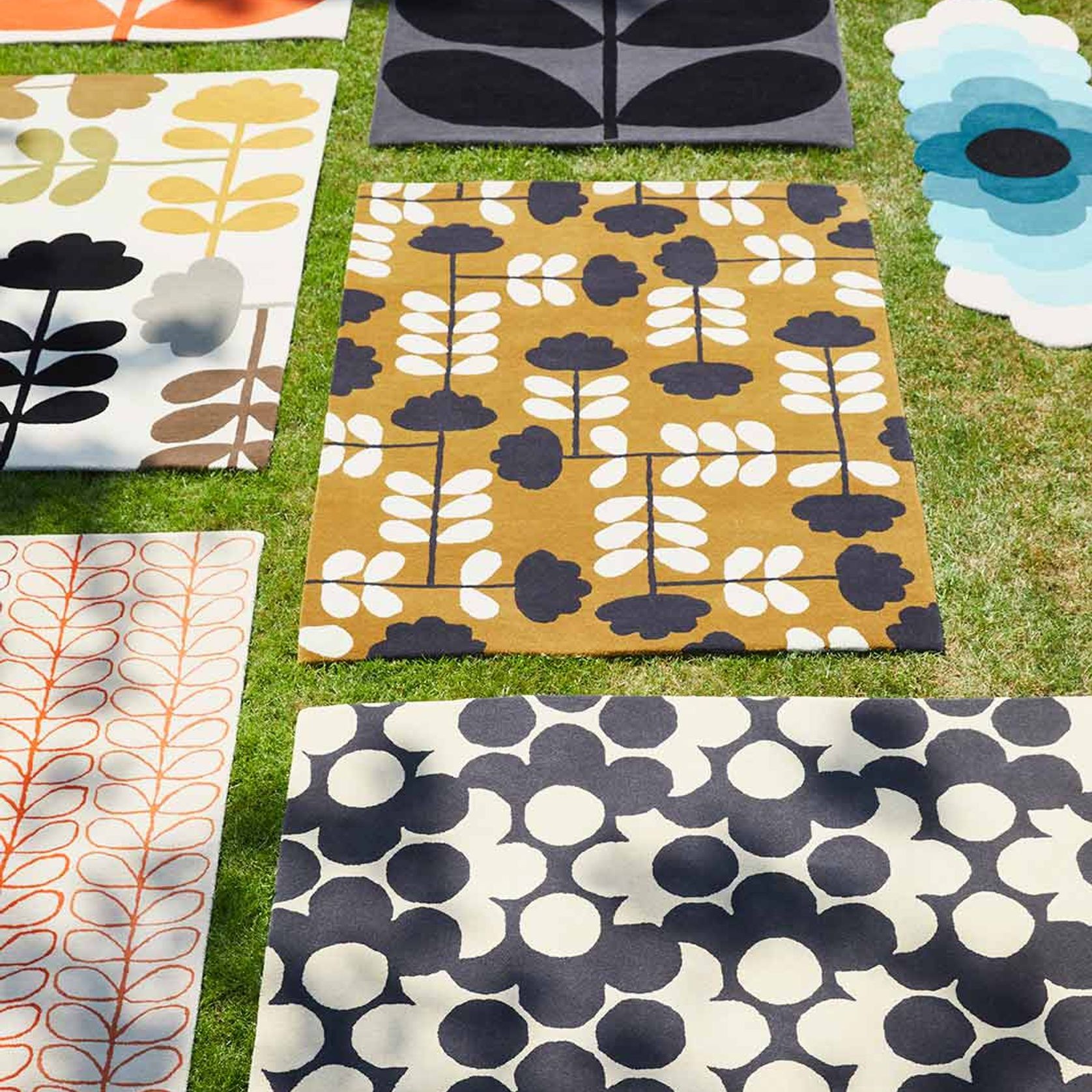 Puzzle Flower Rug - Slate | Orla Kiely Designer Floor Rug gallery detail image