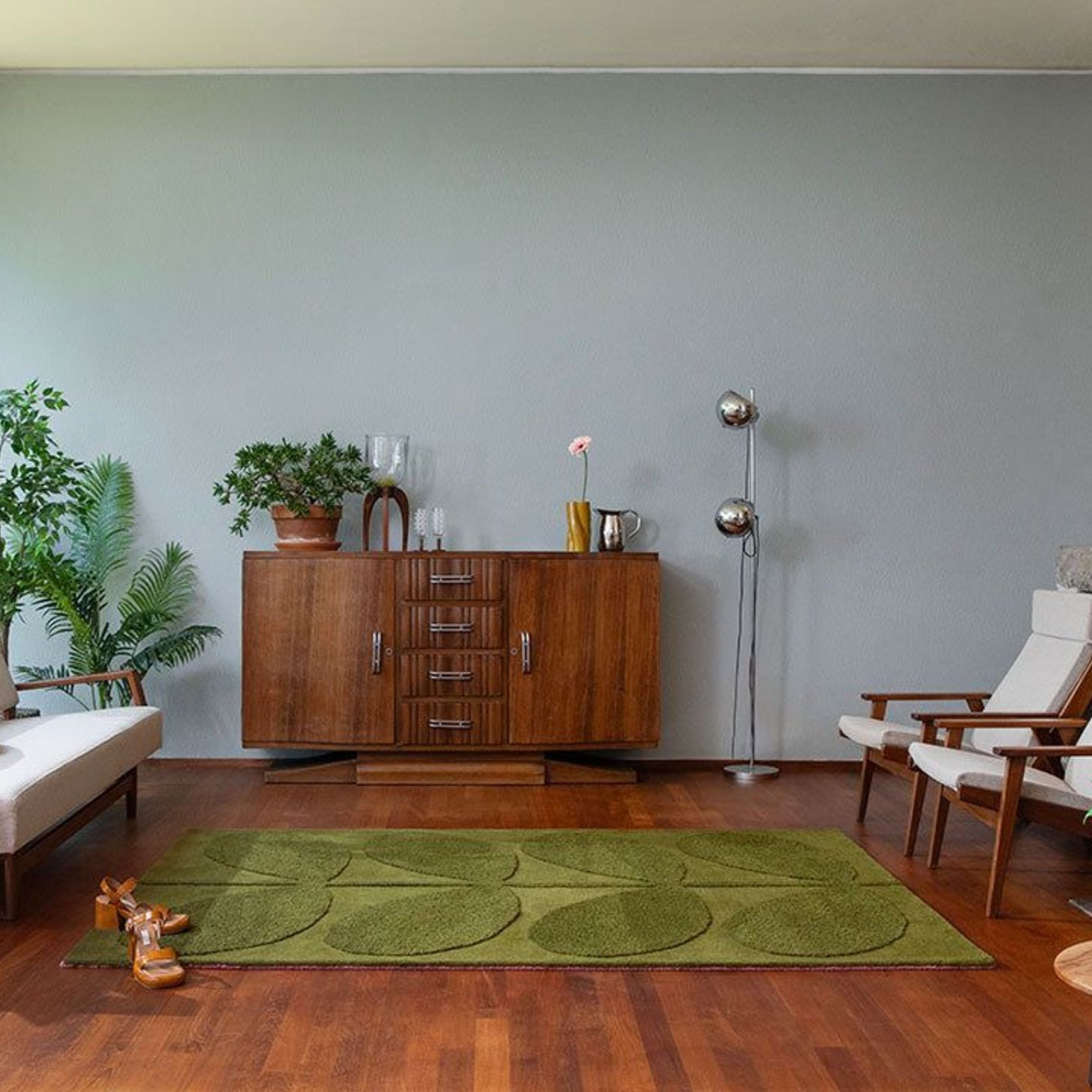 Orla Kiely Solid Stem Rug - Fern | 100% Wool Designer Floor Rug gallery detail image