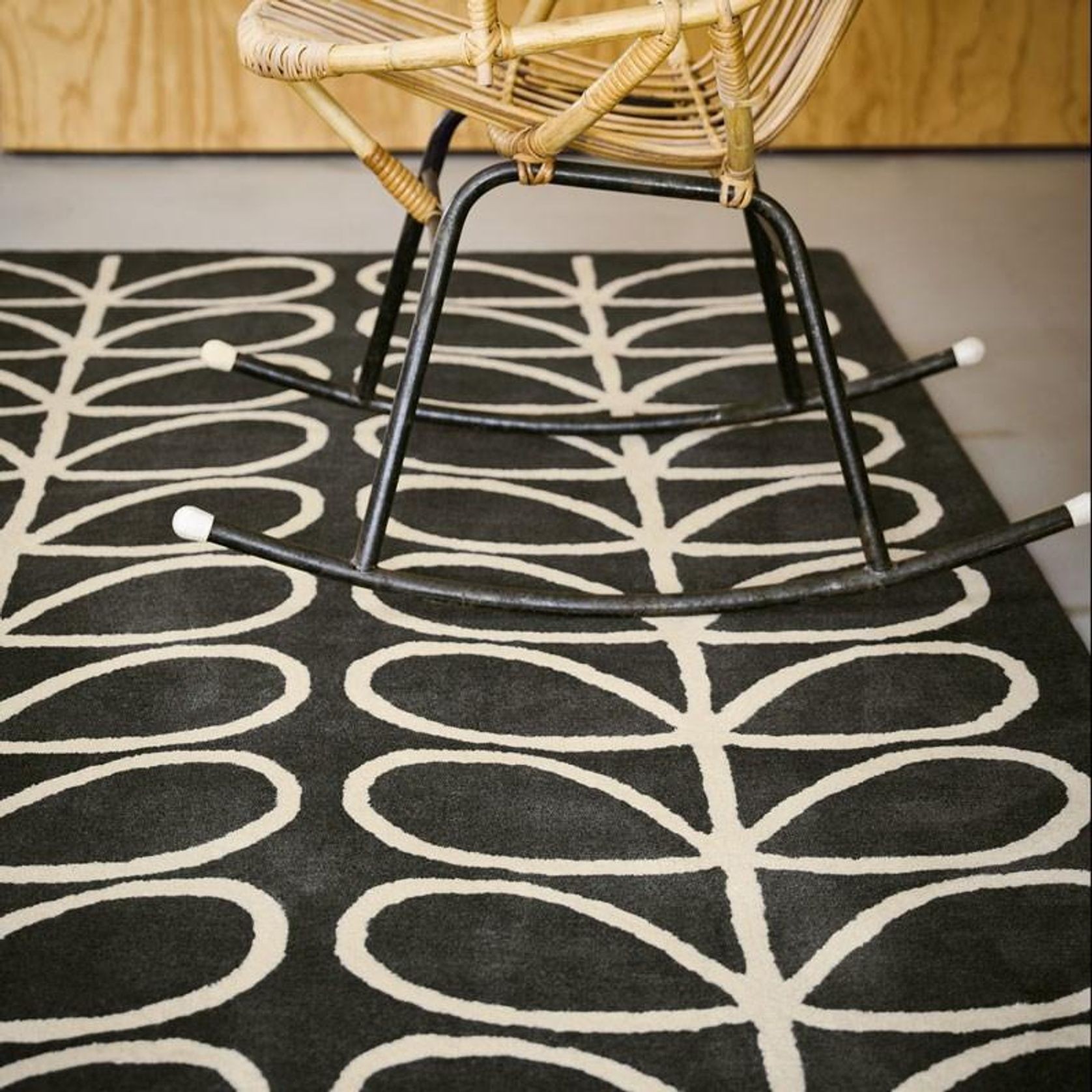 Orla Kiely Linear Stem Rug - Slate | 100% Wool Designer Floor Rug gallery detail image