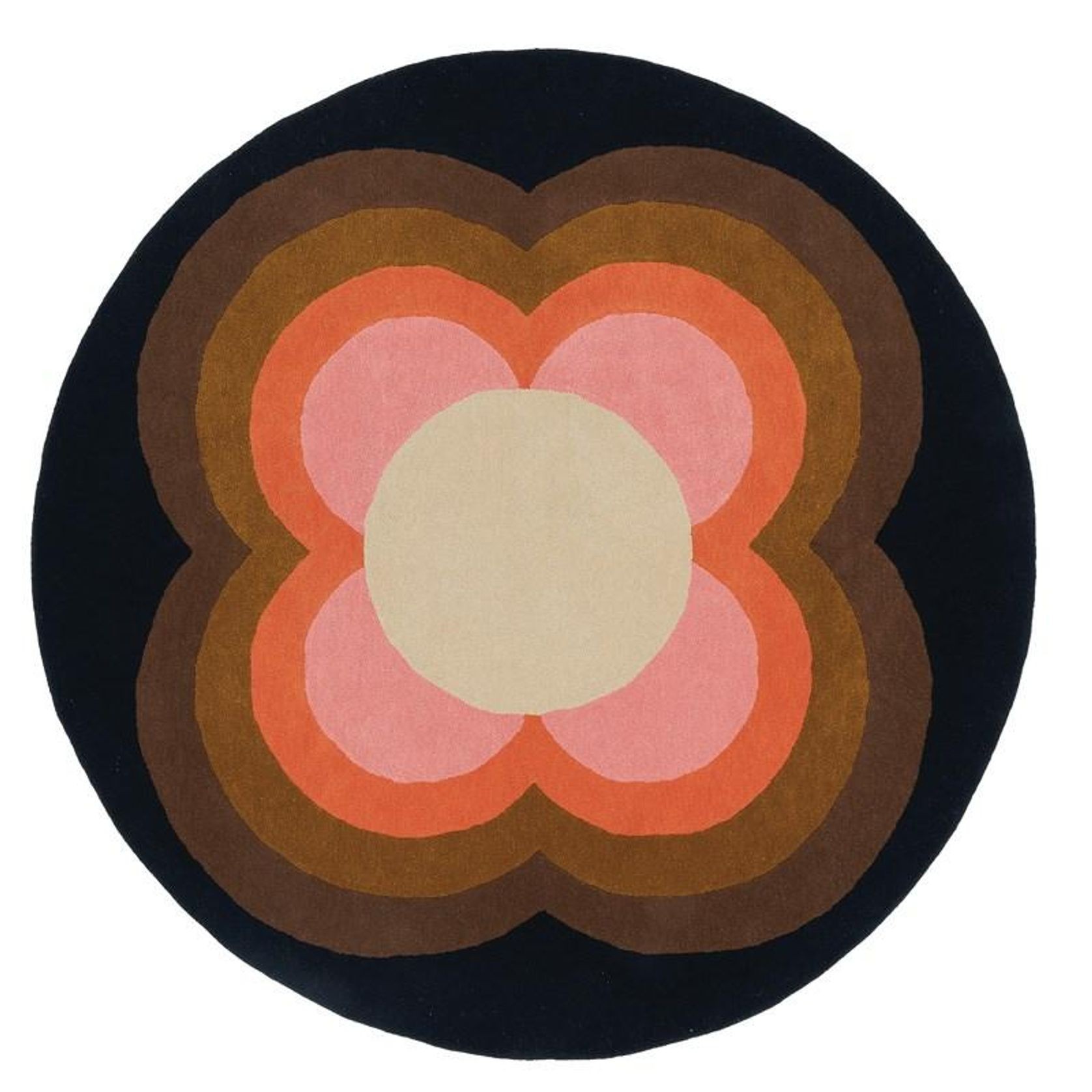 Orla Kiely Sunflower Round Rug - Pink |  100% Wool Designer Floor Rug gallery detail image