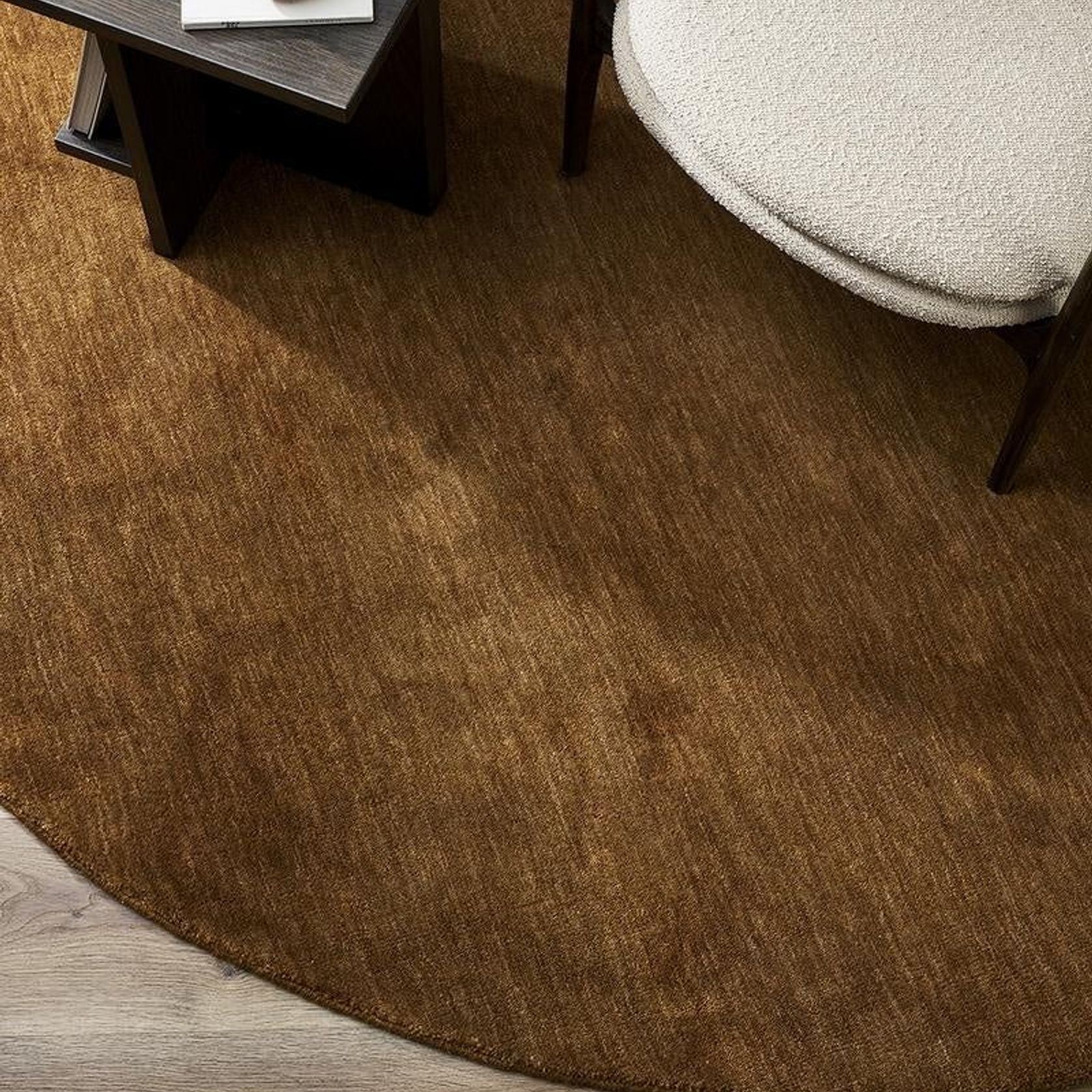 Baya Sandringham 100% NZ Wool Round Rug - Pecan gallery detail image