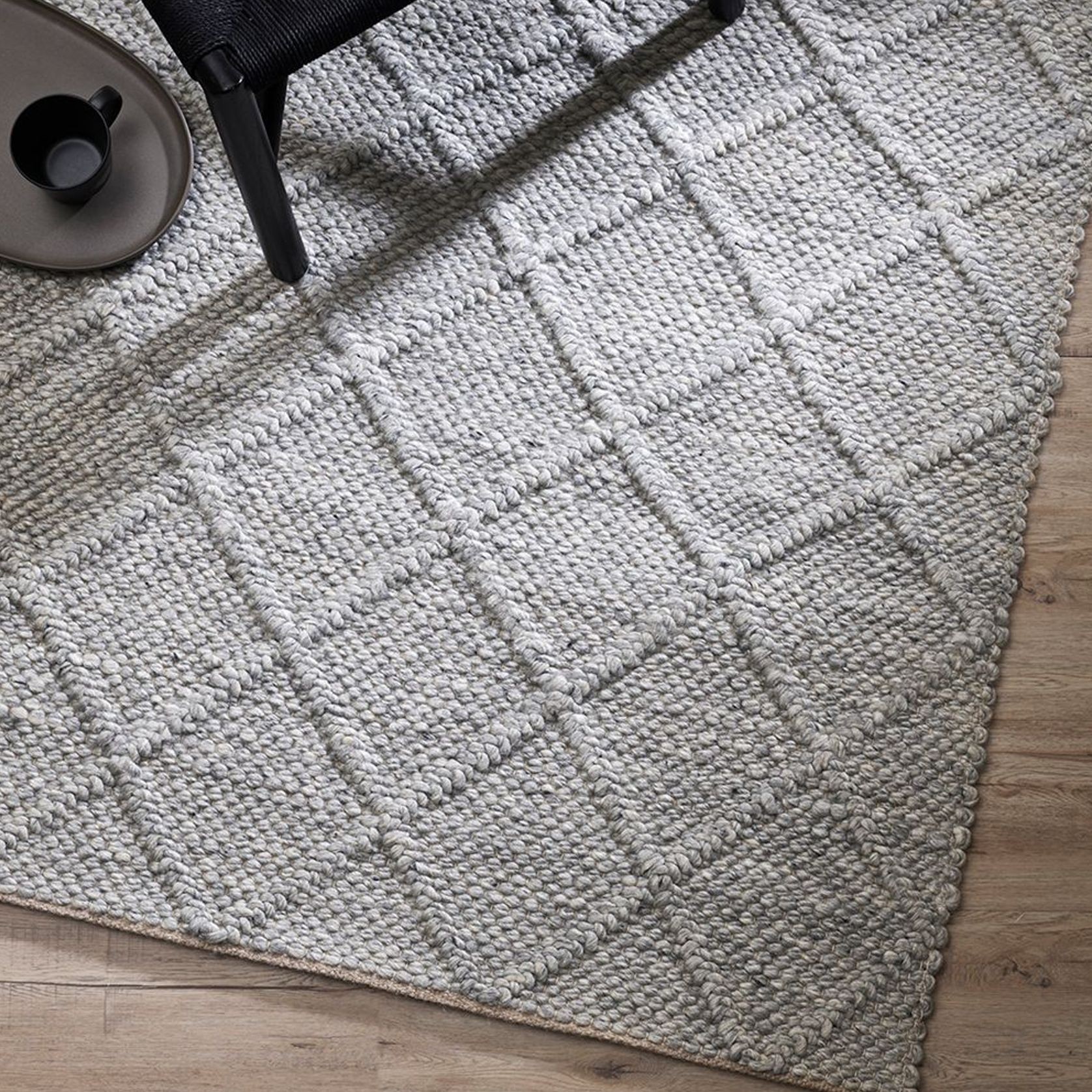 Baya Dakota Handwoven Textured Rug Silver Birch ArchiPro NZ